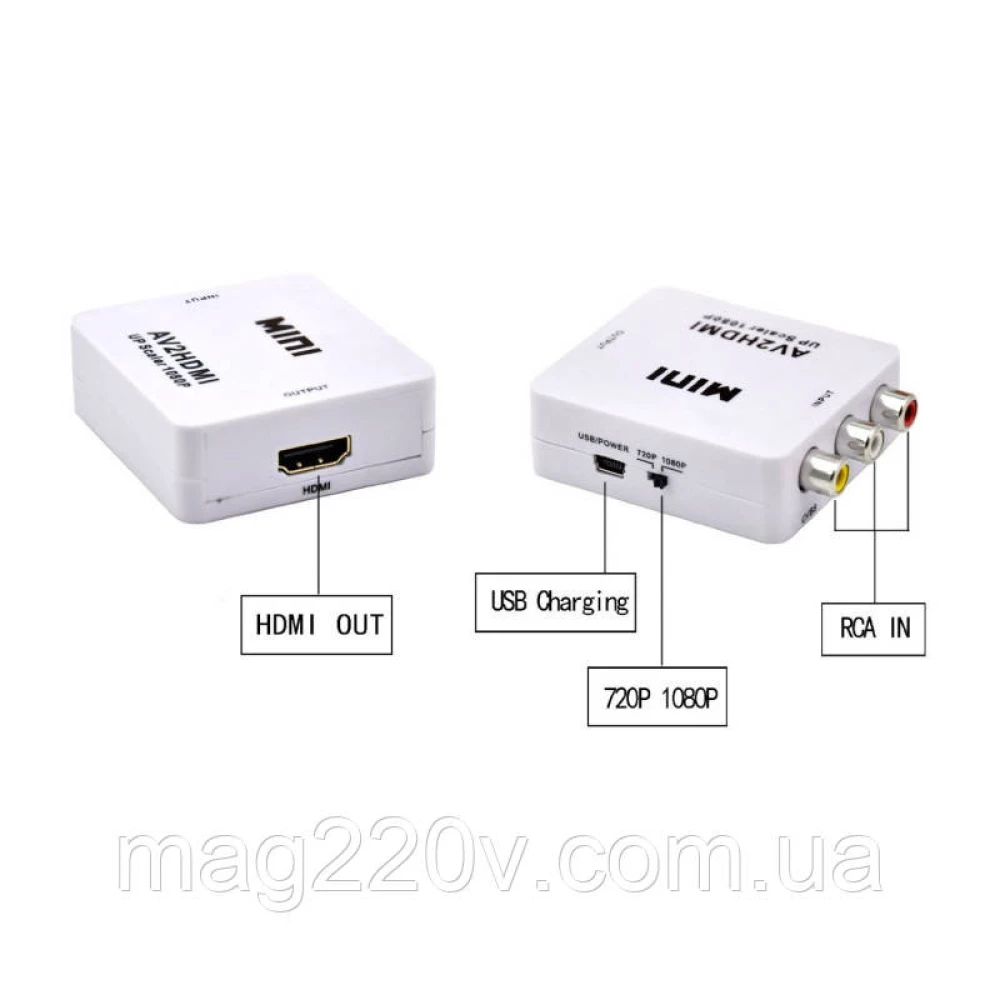 Перехідник. конвертер (перетворювач) з RCA в HDMI