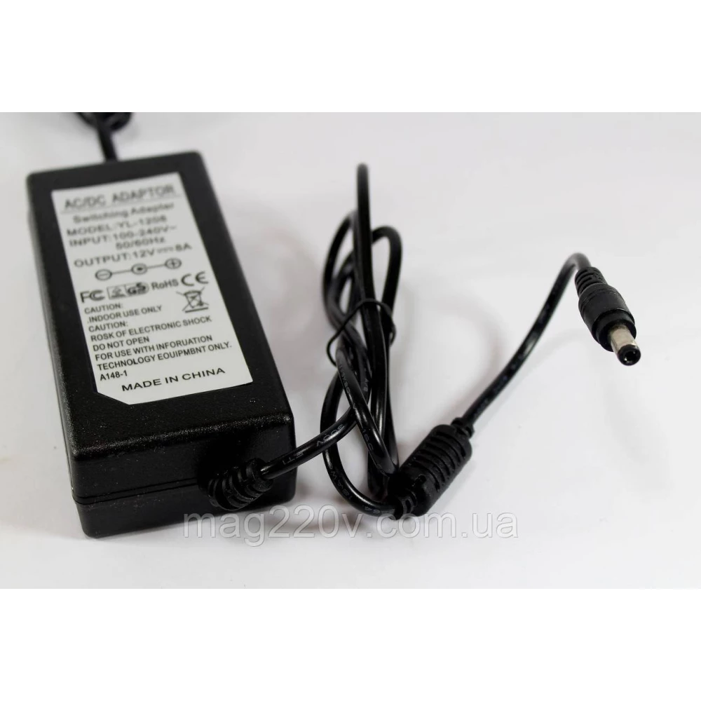 Адаптер 12V 8A (раз“єм 5.5*2.5mm) пластик