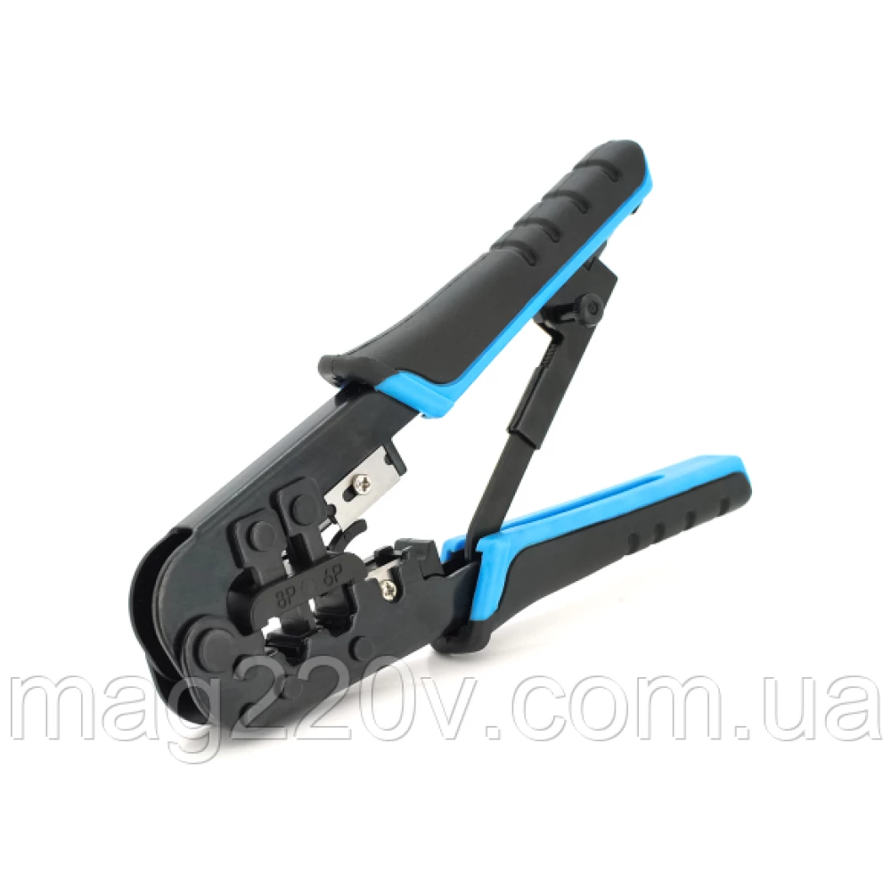Інструмент з храповиком для обтискання RJ-45 (8P8C) та RJ-12/11 (6P6C), 4P/6P/8P